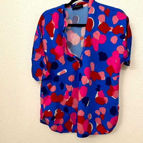 Piazza Sempione watercolor Flowy tunic size 44 floral blouse - Picture 3 of 7